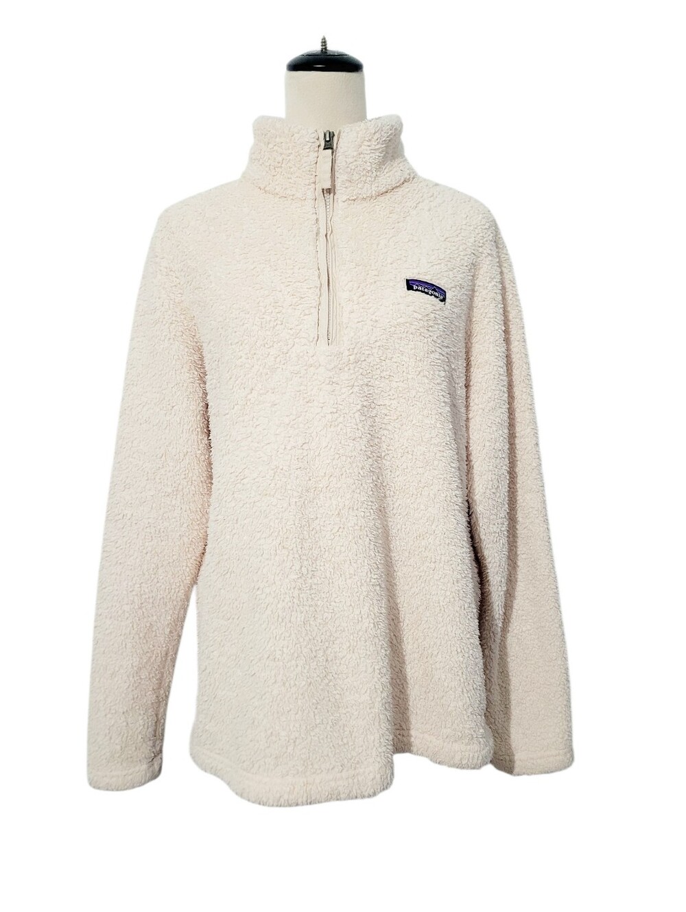 Patagonia Los Gatos 1/4 Zip Sherpa Fleece Pullover Cream Ivory Women's XL - Picture 2 of 12